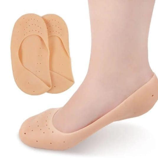 2 Silicon Heel Pads and 2 Socks Imported Washable and Reusable for Revitalizing and Moisturizing Cracked Feet