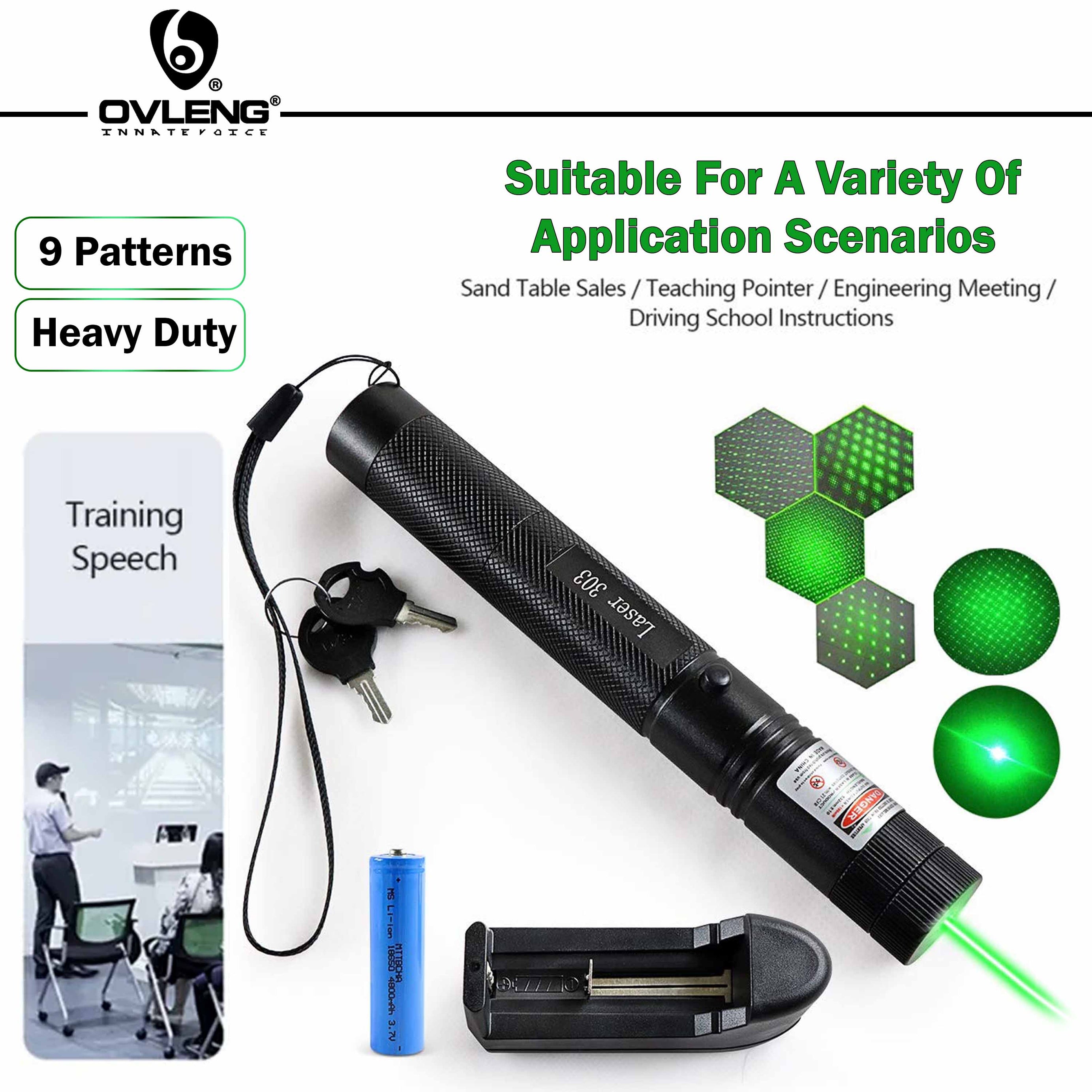 High Power Hunting Green Laser Pointer Tactical Flashlight Rechargeable Adjustable Focus Torch Light with Battery Charger