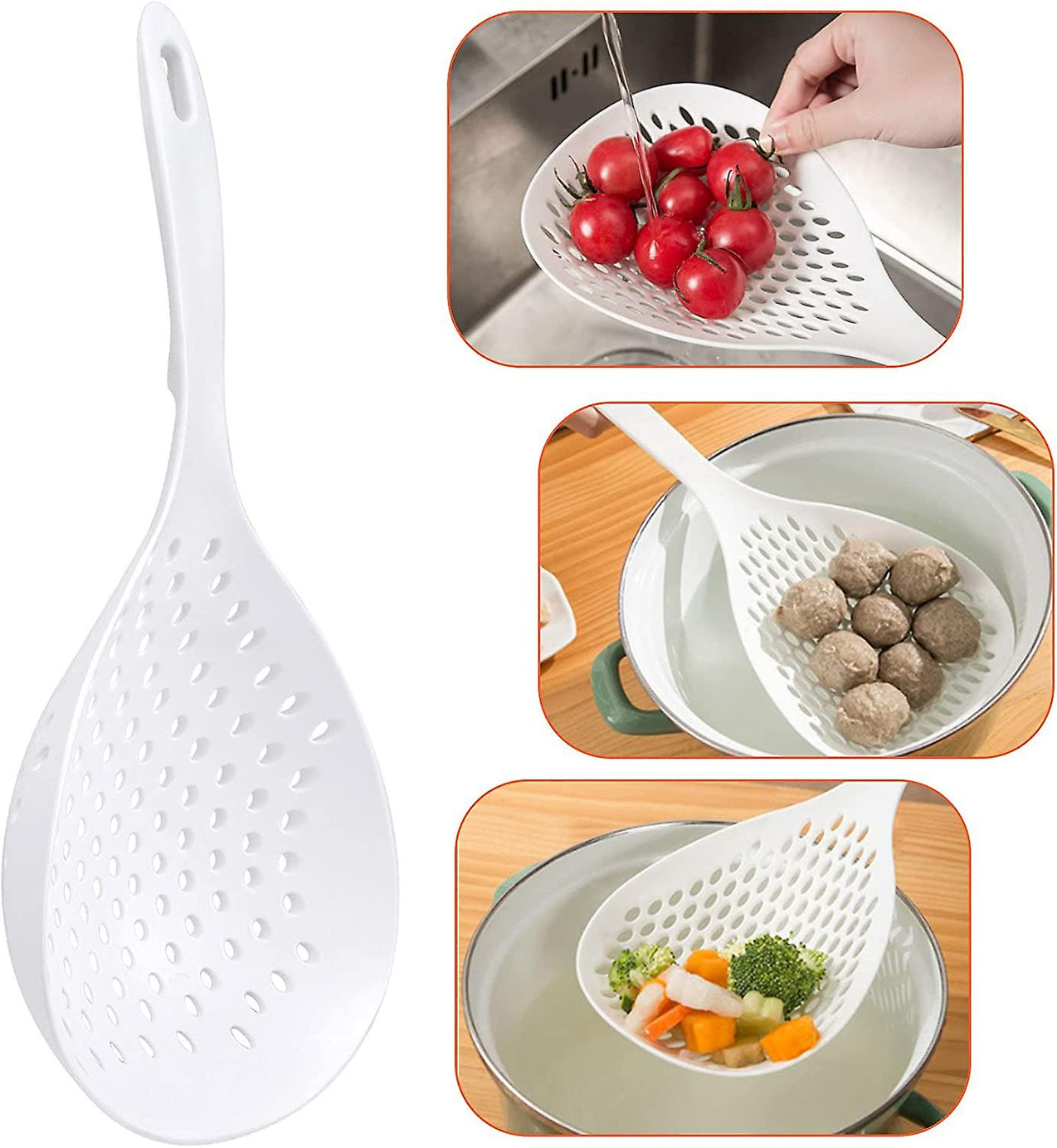 Food Noodle Strainer Scoop with Long Handle For Pasta Vegetable Fruits Cooking & Straining
