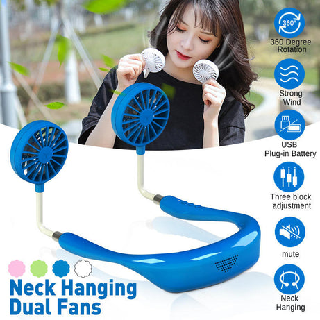 Hanging Neck Fan Dual Rechargeable Cooling