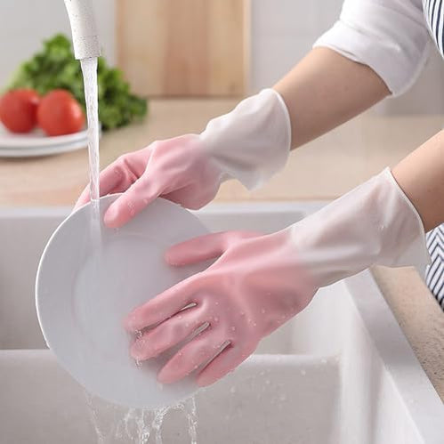 Pack Of 4 Cleaning Gloves Kitchen Reusable Dish Washing PVC and Anti-slip Gloves Rs 899 (2 Pairs)