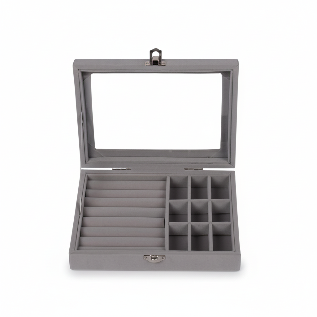 Fashion Portable Velvet Jewelry Ring Jewelry Display Organizer Box Tray Holder Earring Jewelry Storage Case Showcase