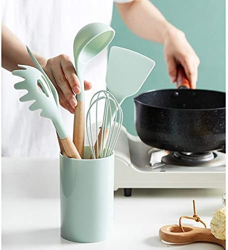 12 PCs Non stick Silicone Cooking Set-Fresh with Wooden Handle Cooking Tool Set