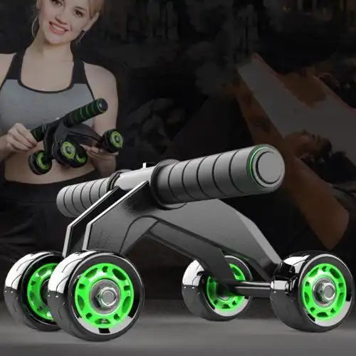 Metal 4 Wheel Abdominal Exercise Roller For Man and Woman Tool With Box