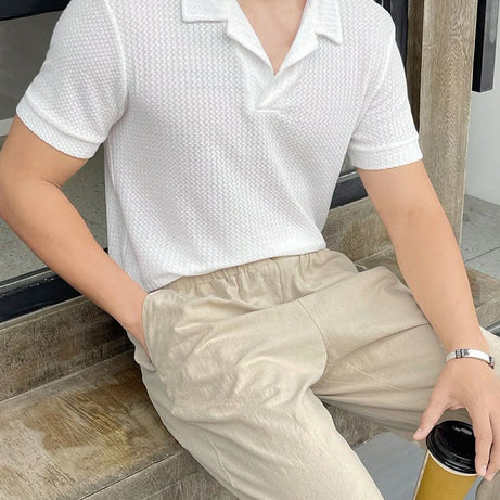 Waffle Knitted Polo – WHITE