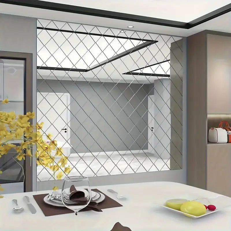 3D Acrylic Diamond Shape Self Adhesive Wall Arts Decals Stickers Set For Home Decoration