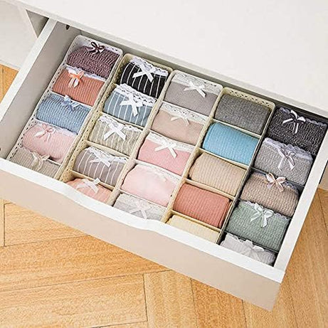 (Pack of 2) Plastic 5 Grids Storage Box Organizer Wardrobe Basket