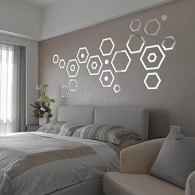 3D Acrylic Shatterproof Geometric Hexagon Mural Self Adhesive Wall Arts Decals Stickers Set For Home Decoration