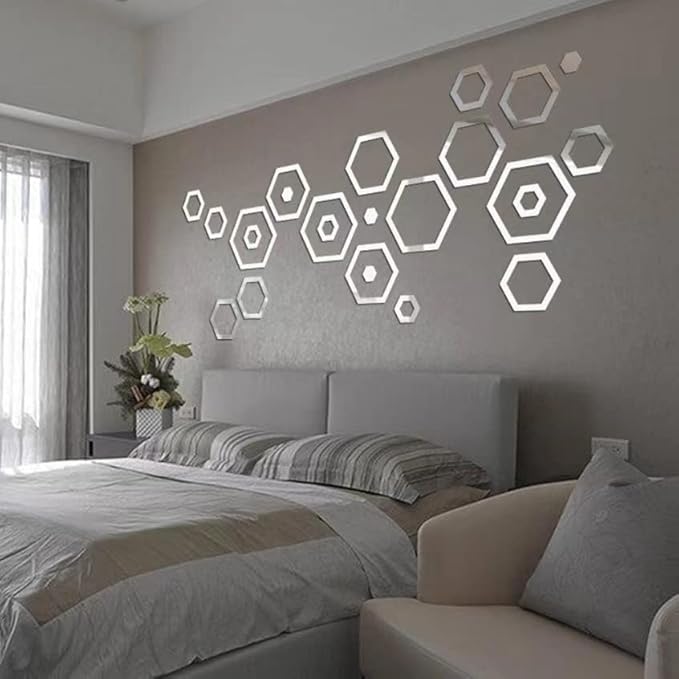 3D Acrylic Shatterproof Geometric Hexagon Mural Self Adhesive Wall Arts Decals Stickers Set For Home Decoration
