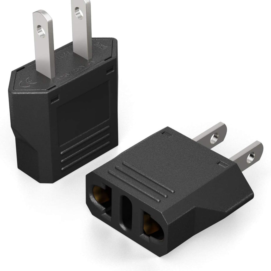 Universal EU to US Plug Adapter – Travel Charger Converter (2-Pin Flat)