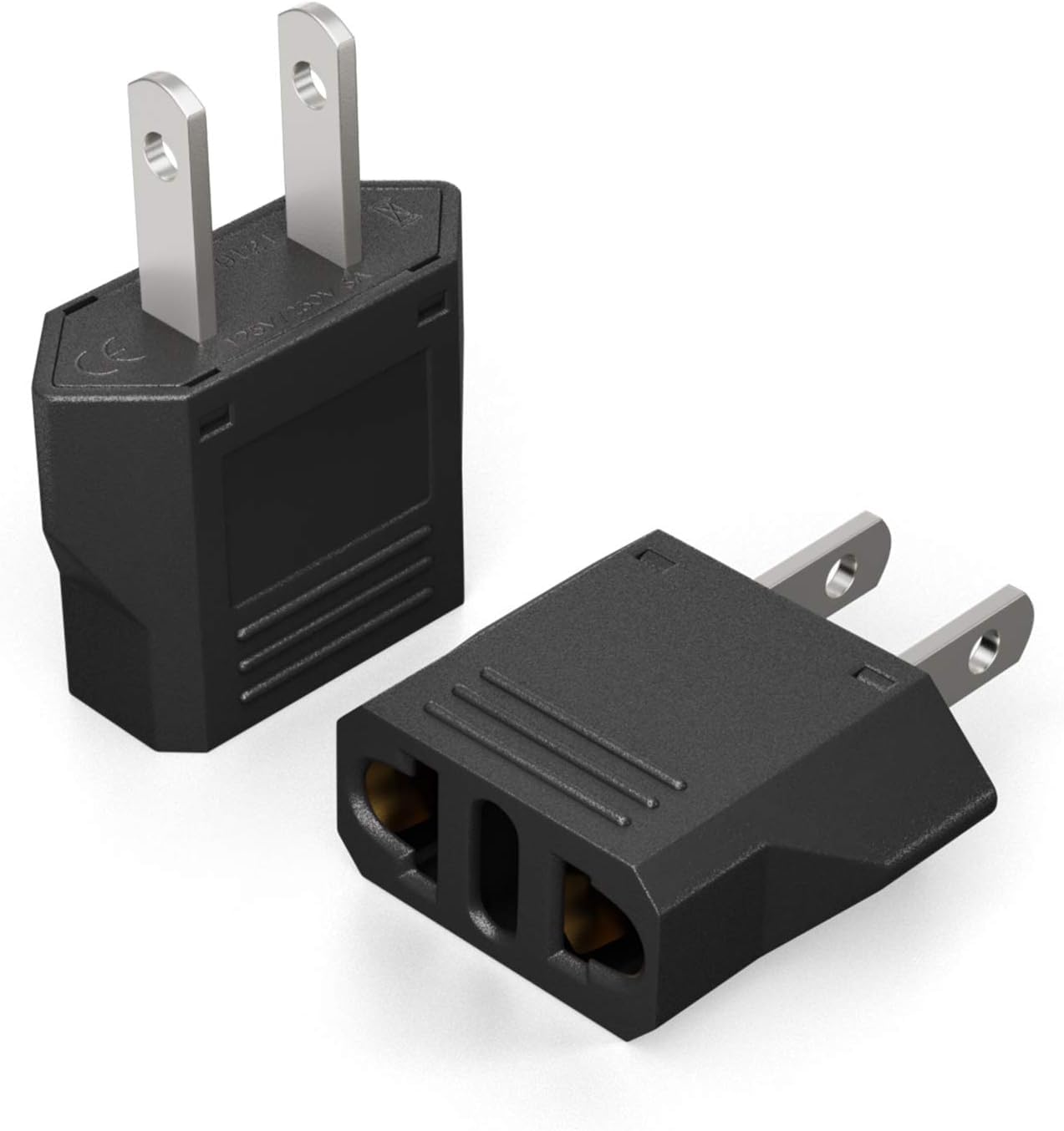 Universal EU to US Plug Adapter – Travel Charger Converter (2-Pin Flat)