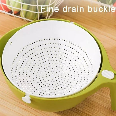 Double Layer Fruit Vegetable Washing Bowl Household Kitchen Sink Rotatable Drainer for Home and Kitchen