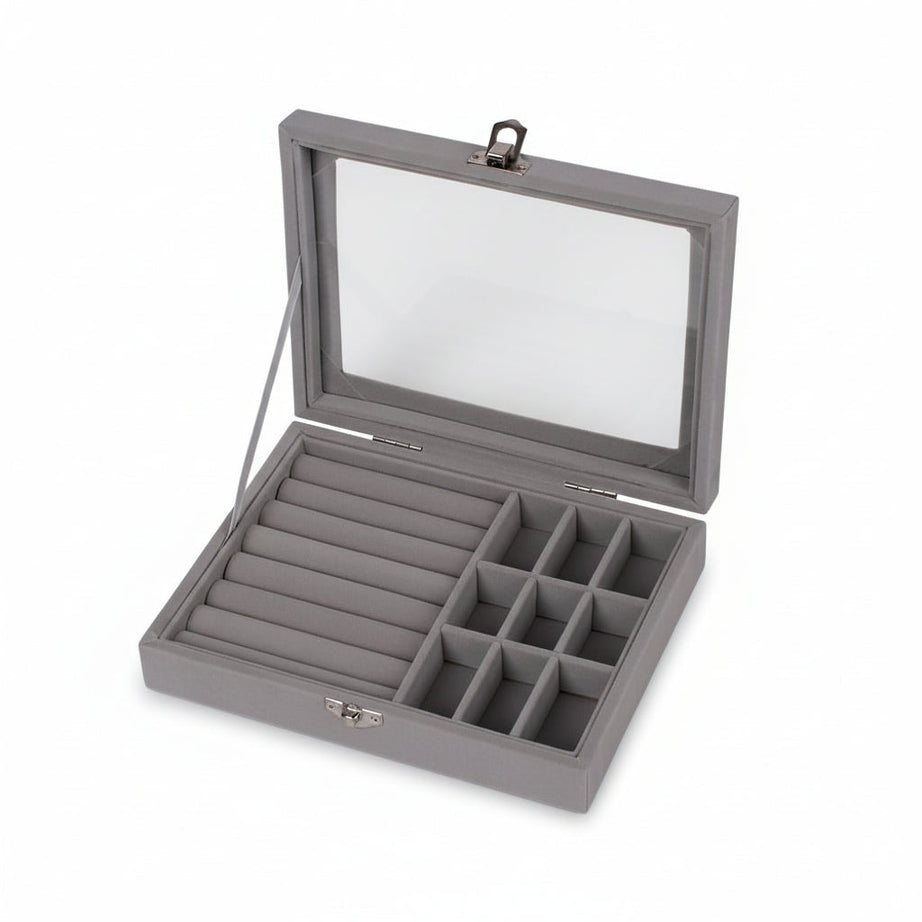 Fashion Portable Velvet Jewelry Ring Jewelry Display Organizer Box Tray Holder Earring Jewelry Storage Case Showcase
