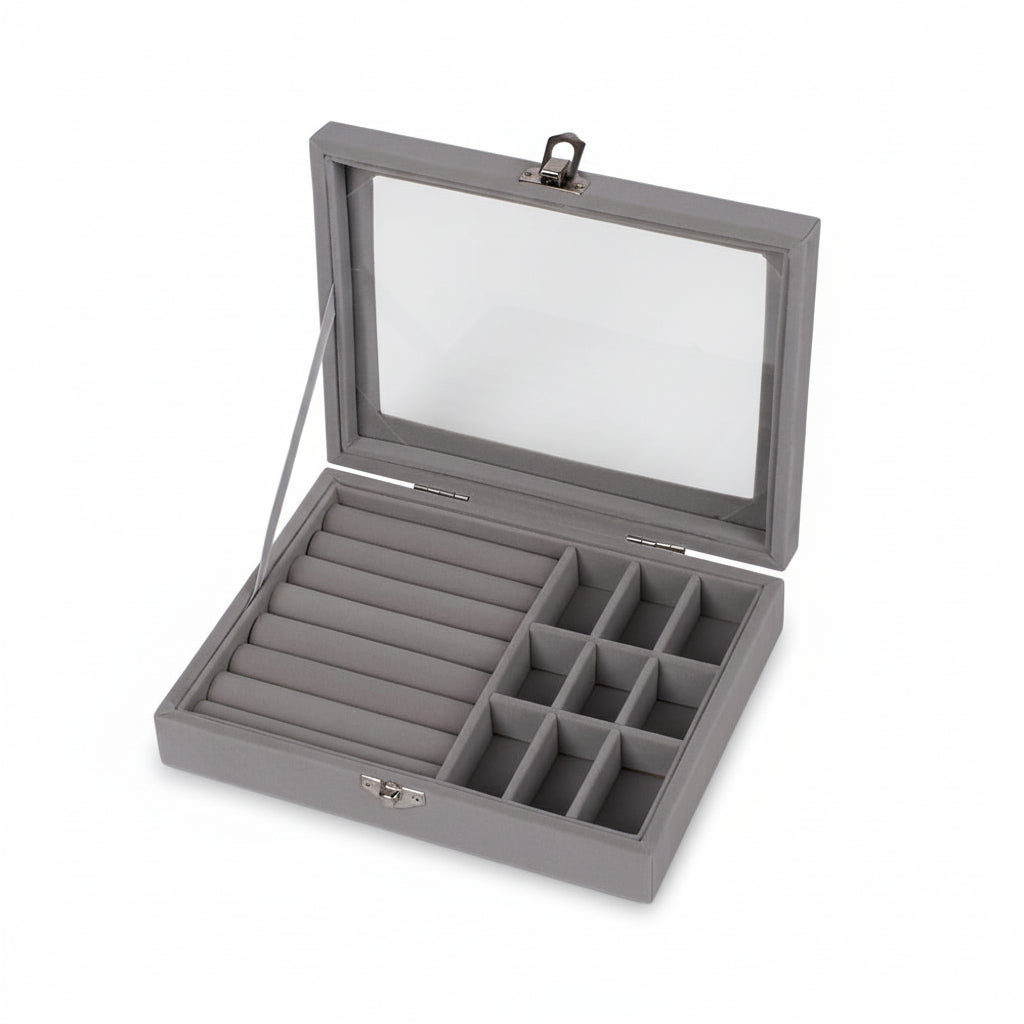 Fashion Portable Velvet Jewelry Ring Jewelry Display Organizer Box Tray Holder Earring Jewelry Storage Case Showcase