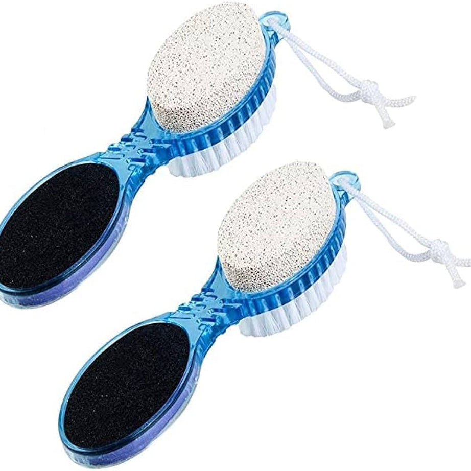 2 Pcs 4 in 1 Foot File with Pedicure Multiuse Manicure Pedicure Brush Cleanse Scrub File Buff