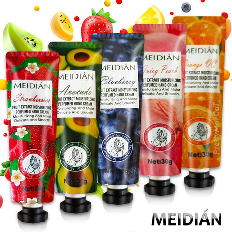 Pack Of 5 Meidian Fruit Extract Moisturizing Perfumed Hand Cream Set