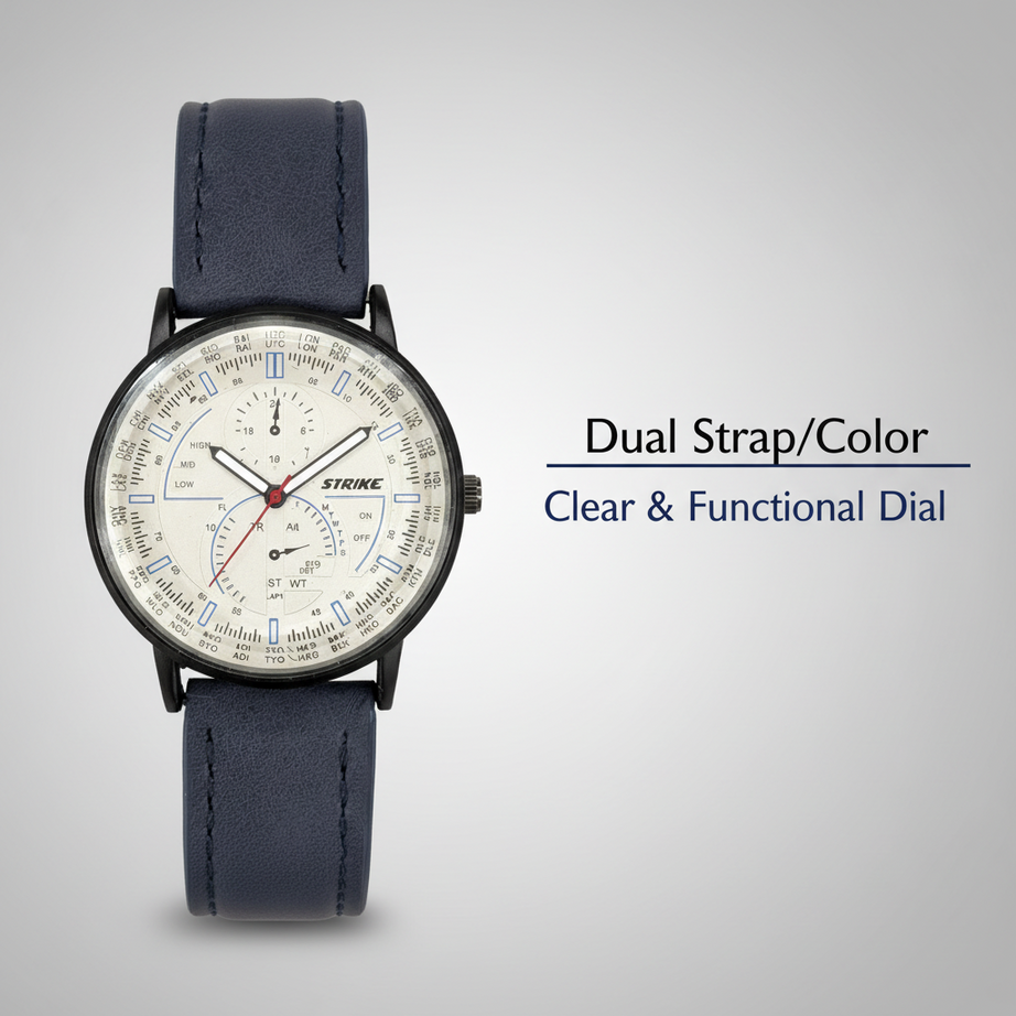 GearLine Dual Strap Navy Blue & Gray Men Watch