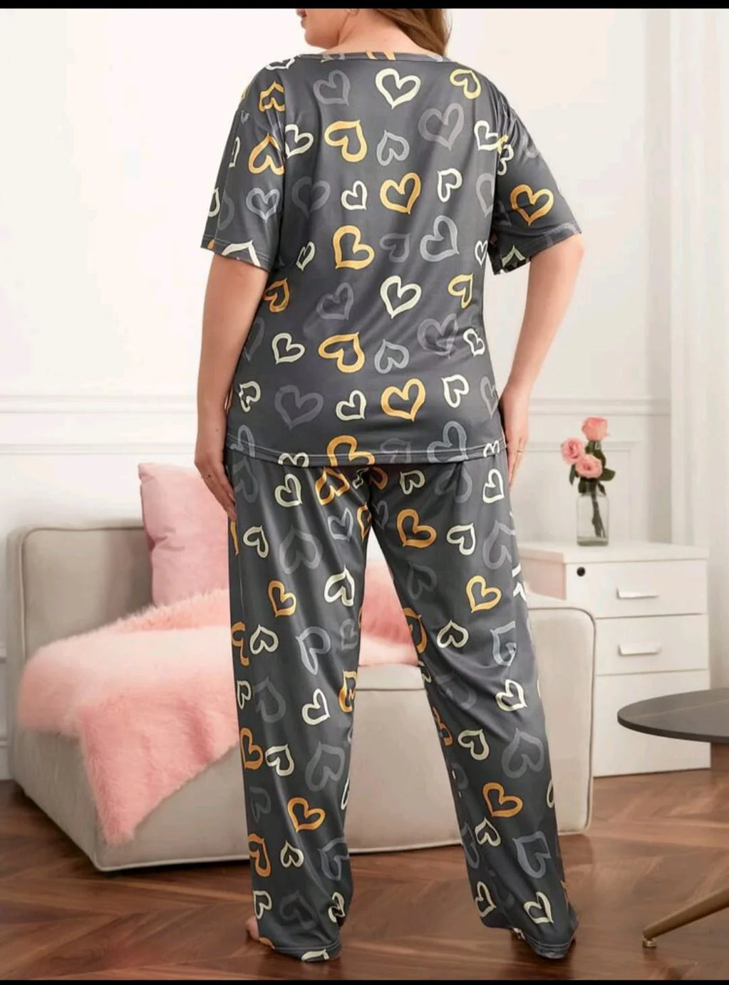 Multi Color Hearts on Gray Nightwear