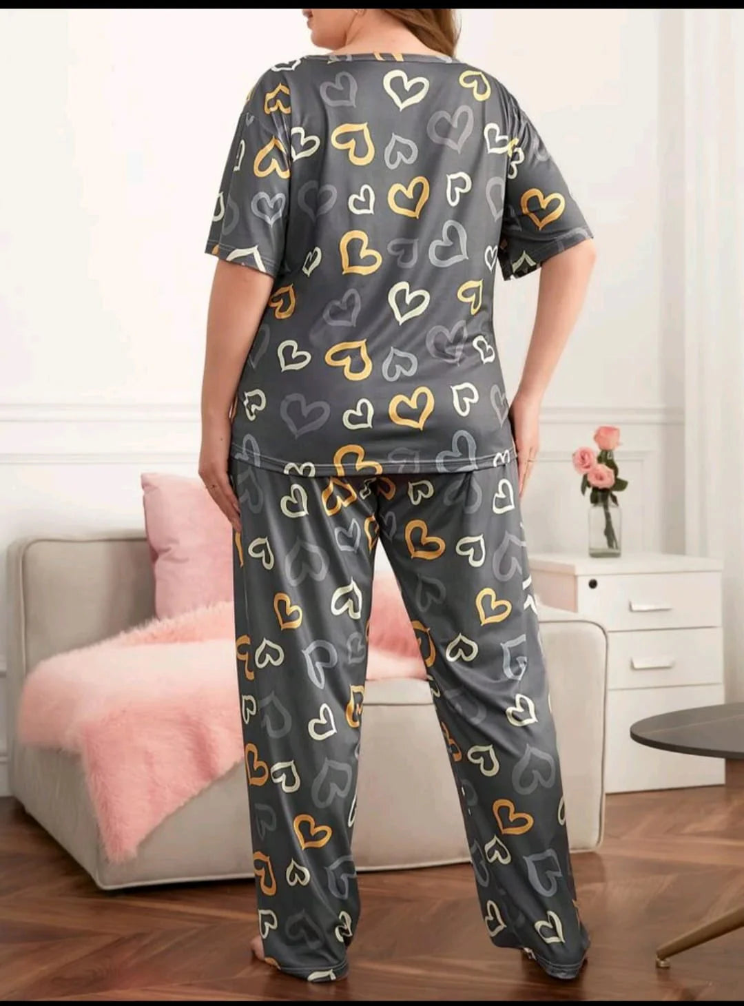 Multi Color Hearts on Gray Nightwear