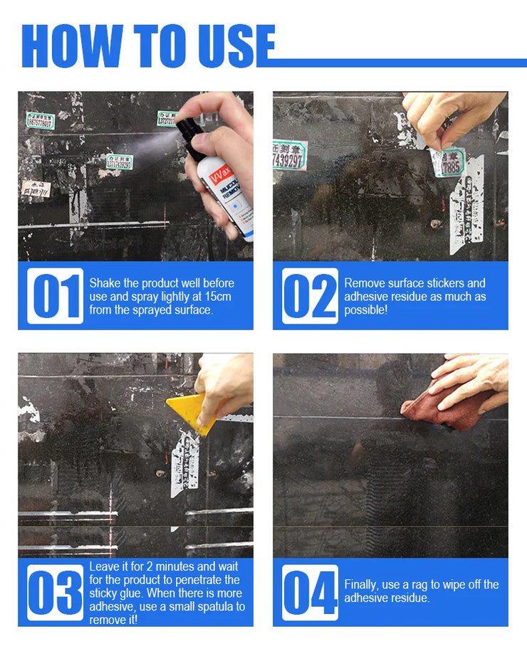 Sticker & Stain Remover Spray for Adhesive & Sticky Glue Residue Removal