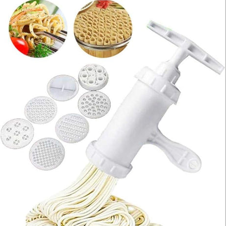 Manual Pasta/Noodle Maker and Press Vegetable Juice with 9 Press Molds to Make Spaghetti Grease Cn Noodles