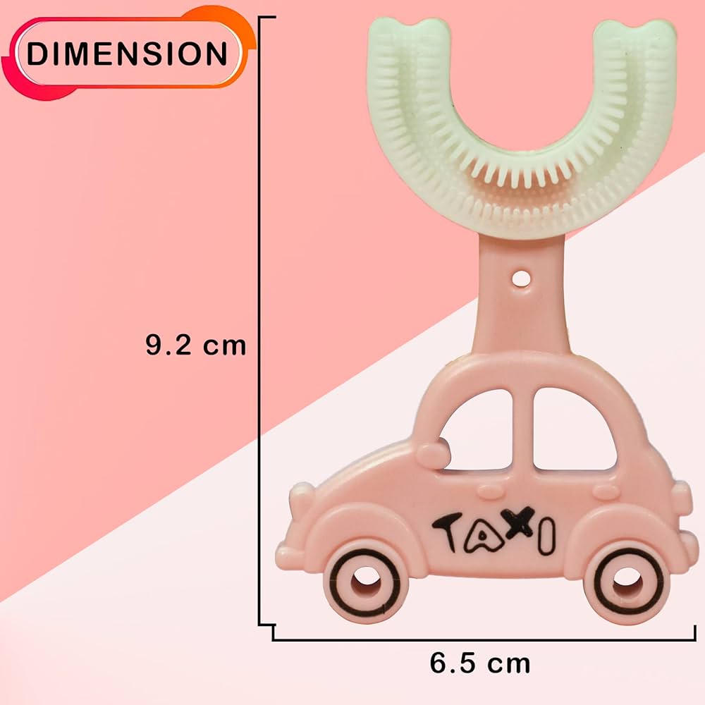(Pack of 2) Taxi U Shape Teether Brush 360 Degrees Mouthpiece Tooth Brush For Toddlers