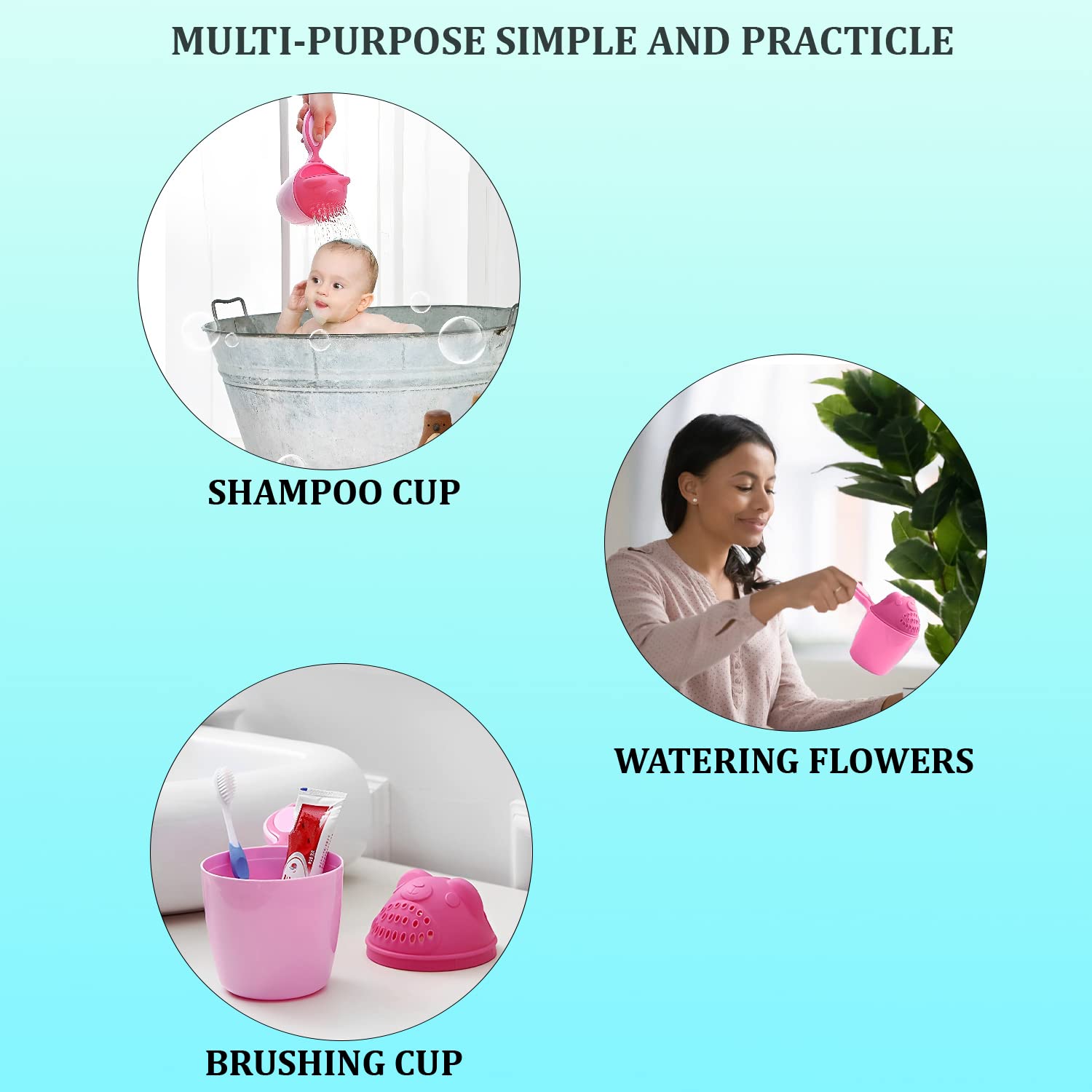 Cartoon Shaped Baby Bath Mug Shower and Holder