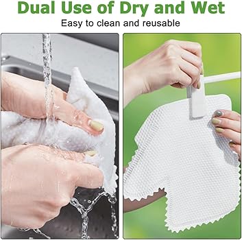 (Pack of 10) Reusable Dust Cleaning Non Woven Fish Scale Duster Household Kitchen Gloves Clean Tools