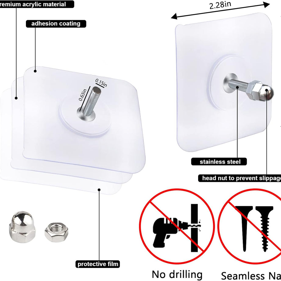 Punch Free Self Adhesive Screw Wall Hook For Home and Outdoor Use