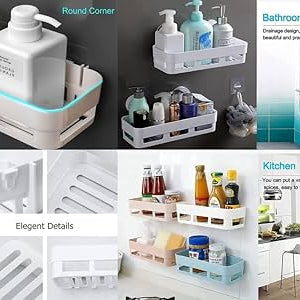 (Pack of 3) Multipurpose Bathroom and Kitchen Shelf Wall Holder Storage Rack