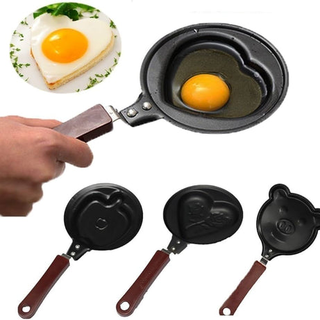 (Pack of 2) Steel Mini Assorted Varieties Non Stick Egg Omelette Various Cartoon Shaped Poele Egg Frying Pan Pot with Box For Kitchen and Outdoor