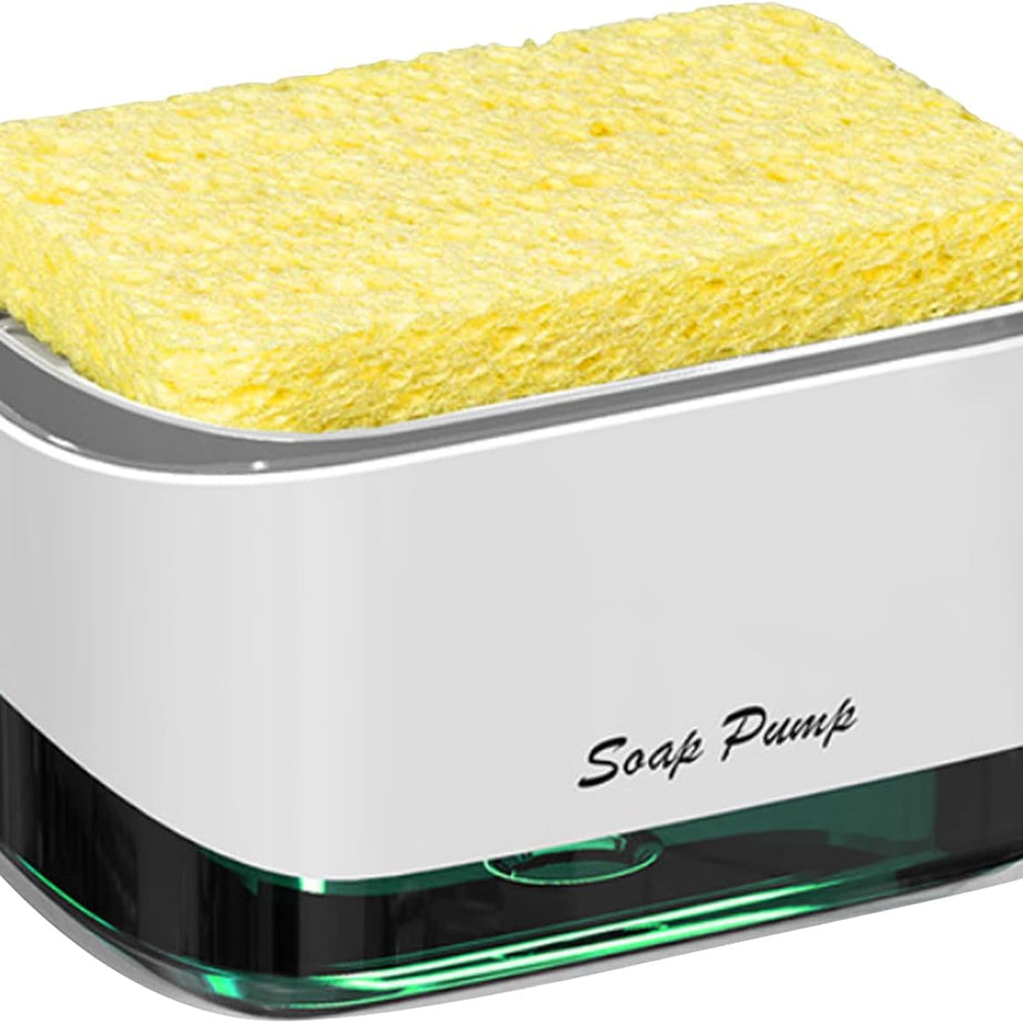 2-in-1 Soap Pump Dispenser with Sponge Holder – Liquid Soap Dispenser for Kitchen & Bathroom