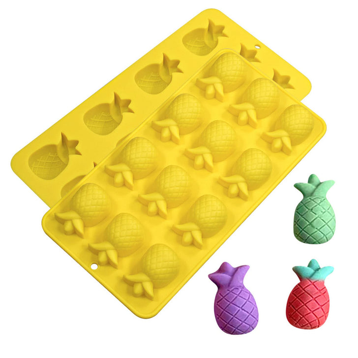 (Pack of 2) Multifunctional Silicone 12 Cavity Pineapple Style Ice Tray For Make Chocolate, Ice, Candy and Jelly