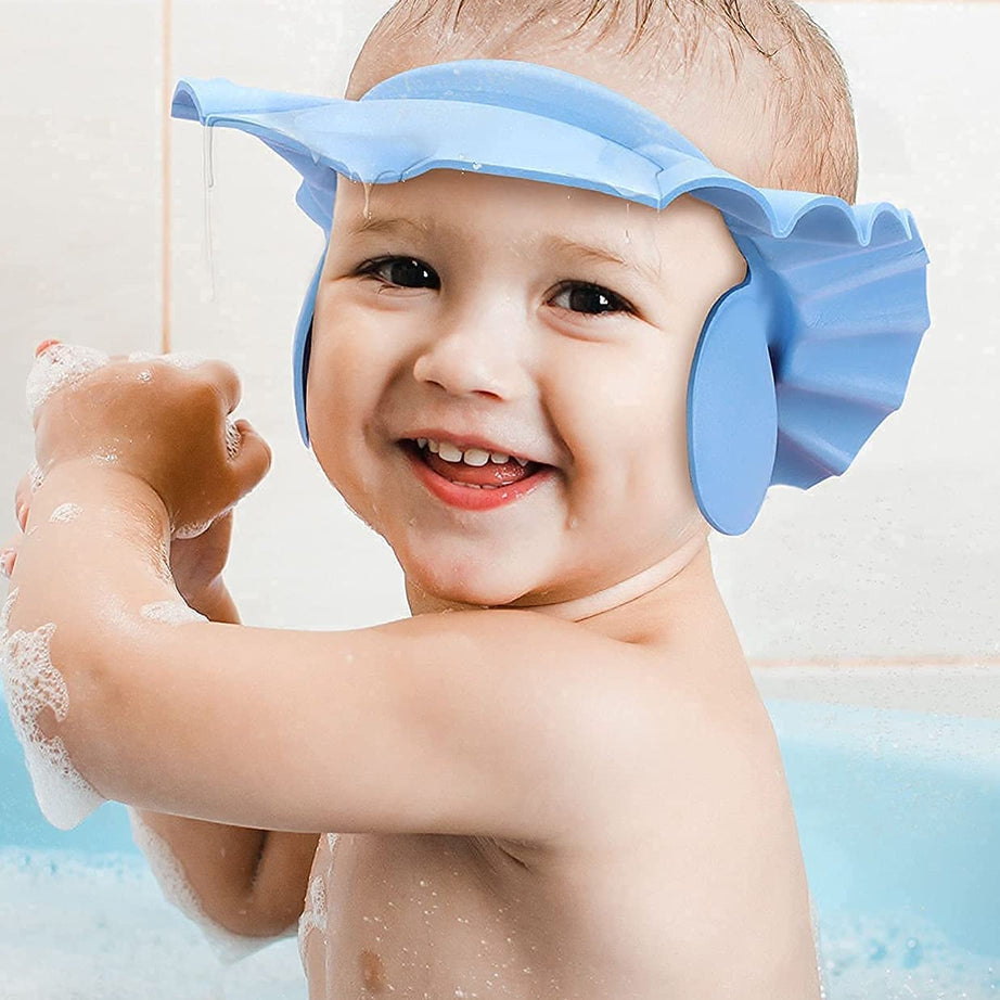 (Pack of 3) Washing Guard Bath Shield Visor Hat Eyes and Ears Head Protection Bath Shampoo Hat Waterproof Shower Cap for Kids Toddler