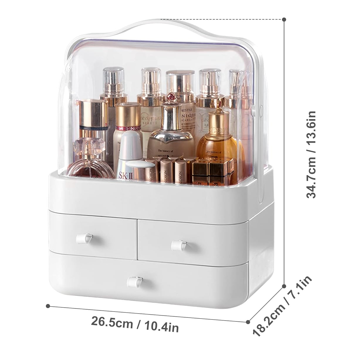 Acrylic Double Sided Door Women Makeup Cosmetic Storage Organizer with Box