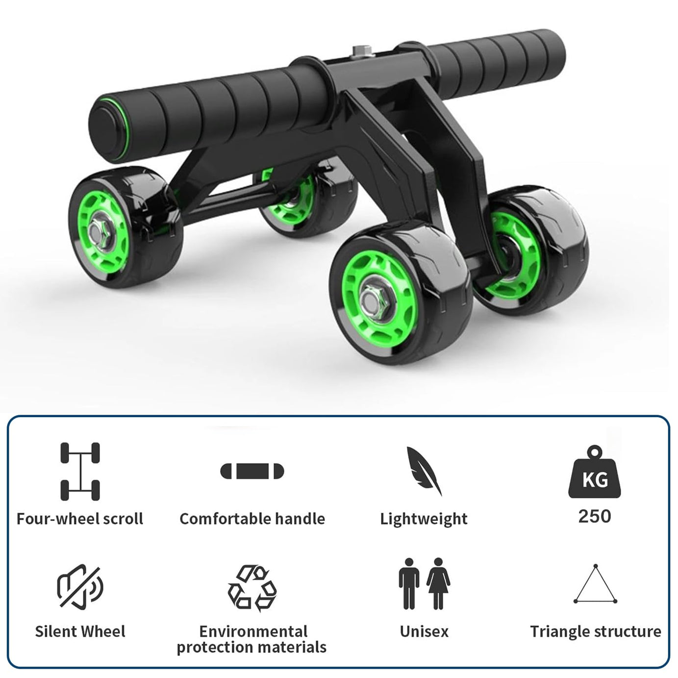 Metal 4 Wheel Abdominal Exercise Roller For Man and Woman Tool With Box