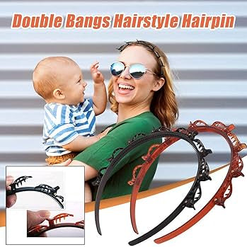 (Pack of 3) Double Layer Twist Plait Fashion Hair Hoop Headband with 8 Small Clips For Women