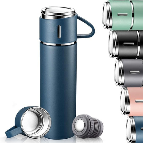 Stainless Steel Water Bottle 500ml Double Walled Vacuum Flask with Leak-proof Cup Lid for Gym Hone Office and Outdoor