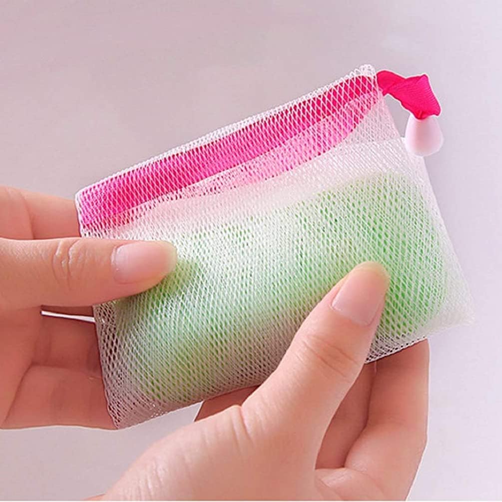 Pack of 3 Soap Net Mesh Pouch – Exfoliating Soap Saver Bags (Random Colors)