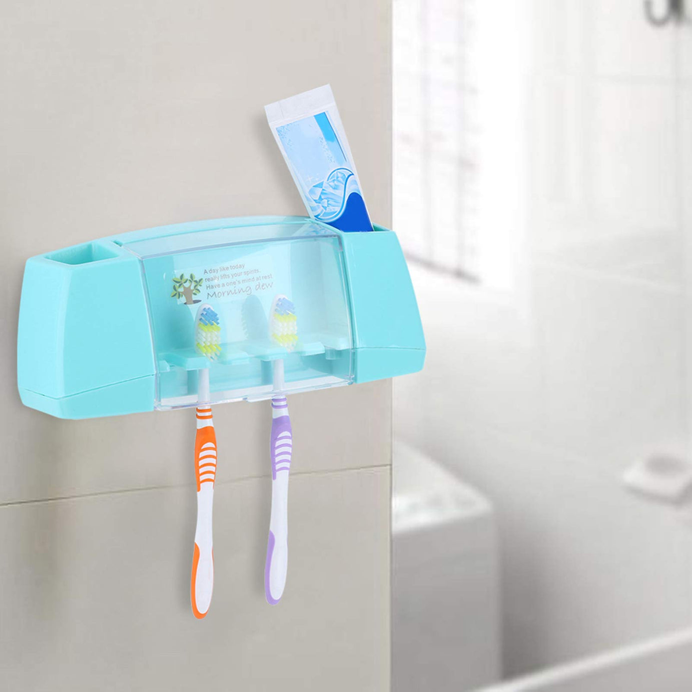 Multi-Functional Toothbrush and Toothpaste Dispenser with 5 Toothbrush Slots for Bathroom