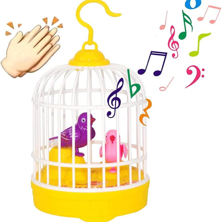Cell Operated Voice Control Vivid Appearance Birds Cage Toy with Box For Kids and Baby