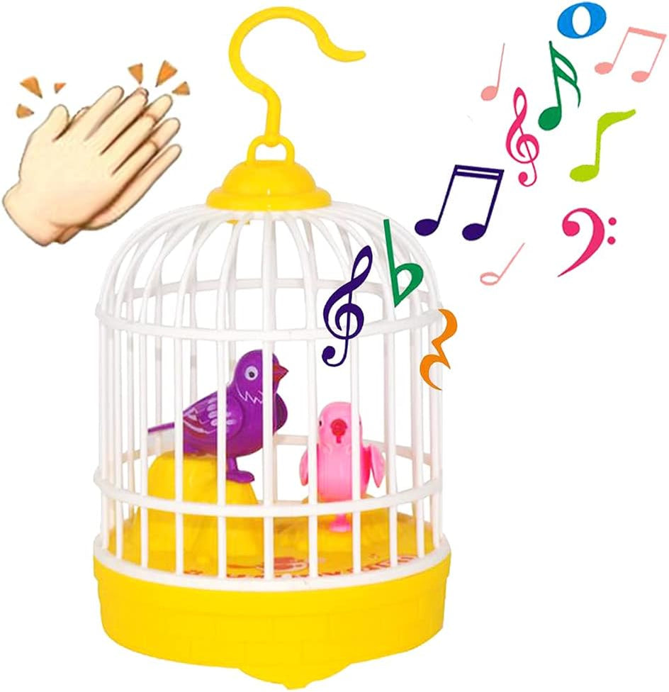 Cell Operated Voice Control Vivid Appearance Birds Cage Toy with Box For Kids and Baby