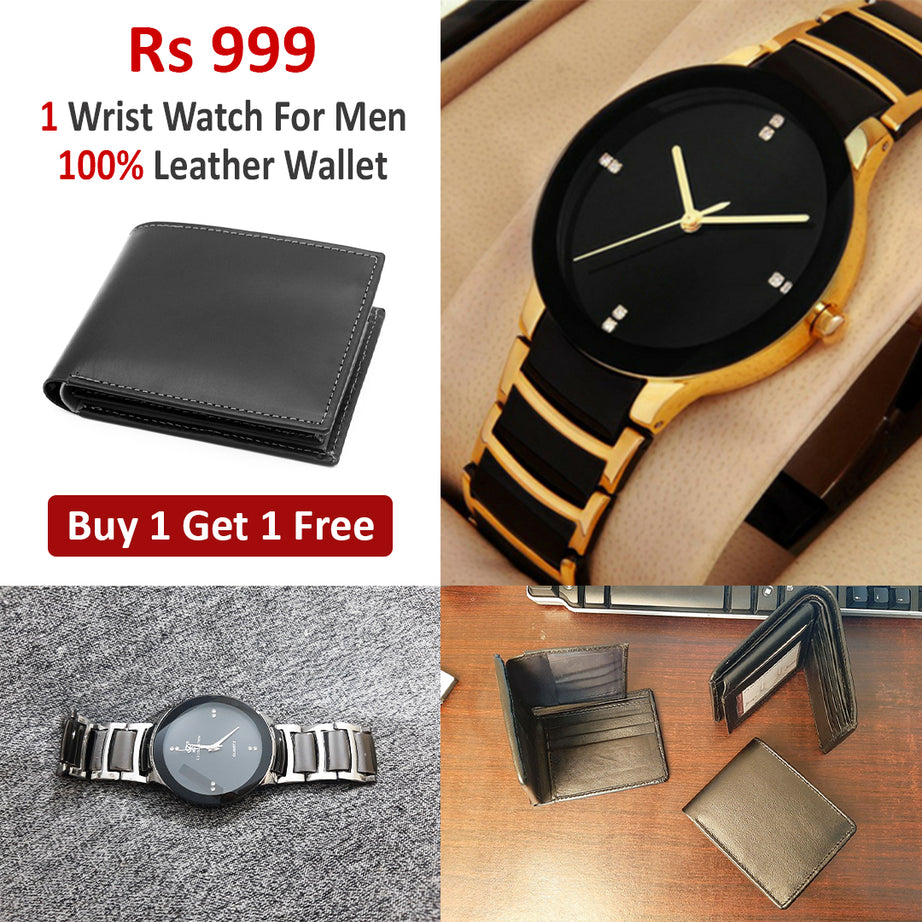 Buy 1 Get 1 Free Offer Avail 1 Imported Wrist Watch & 1 Original Leather Wallet in Rs 999