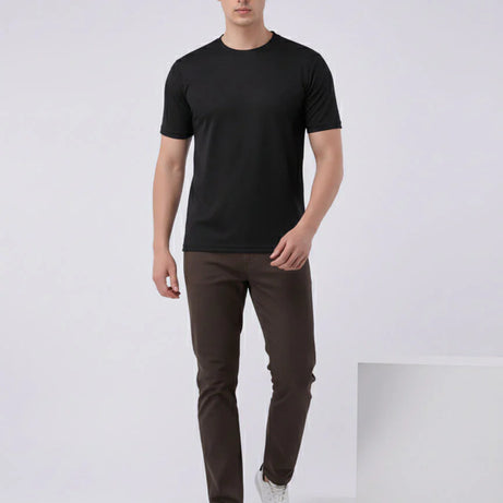 Imported Lycra Textured T-Shirt – Black