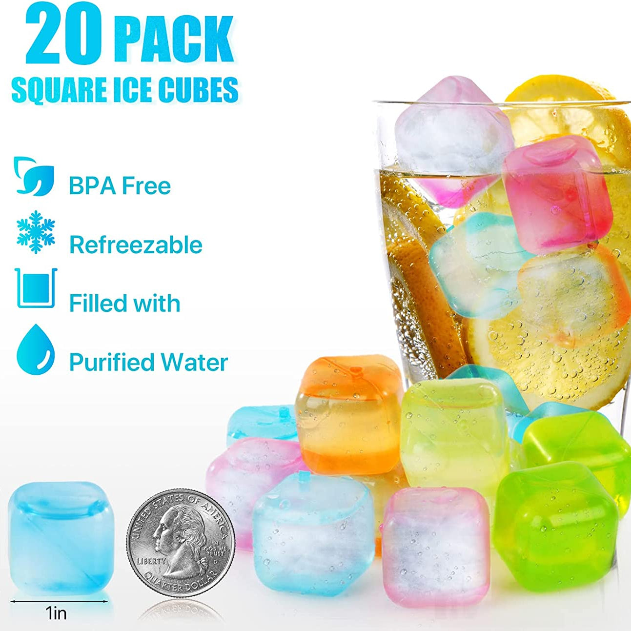 Grand Sale Offer Avail Buy 10 get 10 Free Offer Plastic Reusable Ice Cubes of Fashionable and Stylish Square Ice 20 Pcs in Rs 999