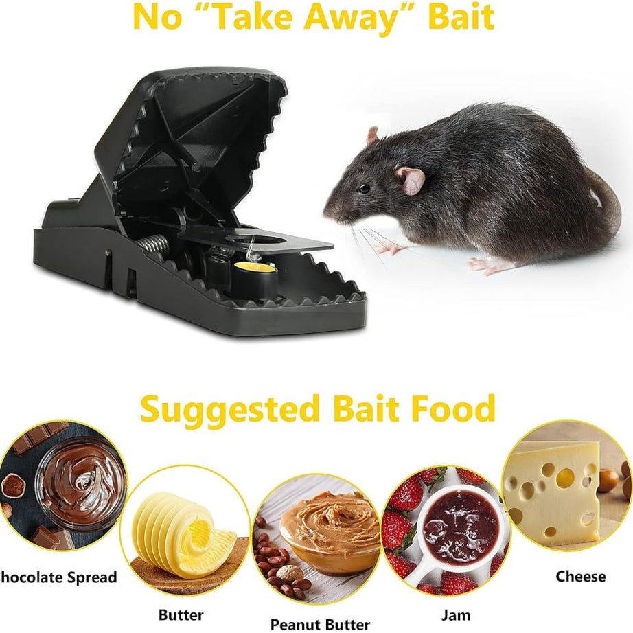 (Pack of 3) Plastic Mouse Trap Kill Fast Mice Rat Trap Reusable Mouse Snap Catcher for Home and Outdoor Use