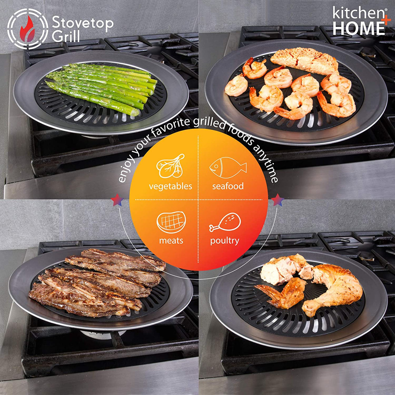 Non Stick Smokeless BBQ Stove Top Grill For Kitchen and Outdoor