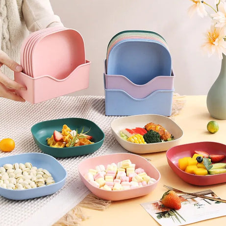 Dish Plate Set with Holders for your dining setup with Colorful, Unbreakable Plates