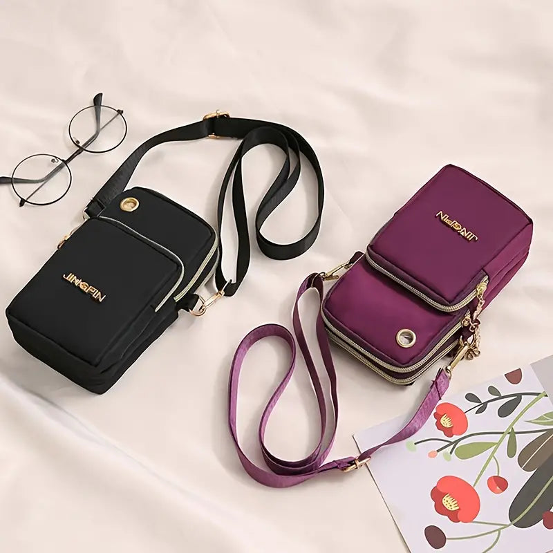 Stylish Premium Quality 3 Zippers Crossbody Bags For Cell Phones and Other Small Personal Items