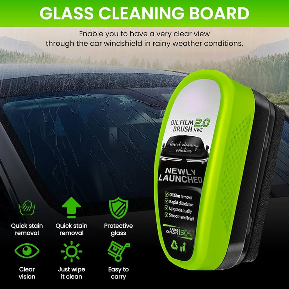 New Upgraded 2.0 Automotive Oil Film Cleaning Brush & Glass Polish – Buy 1 Get 1 FREE